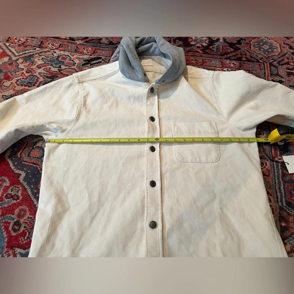 NWT Aime Leon Dore Cream Corduroy Button Up Shacket with Hood— Size Large - Picture 9 of 12